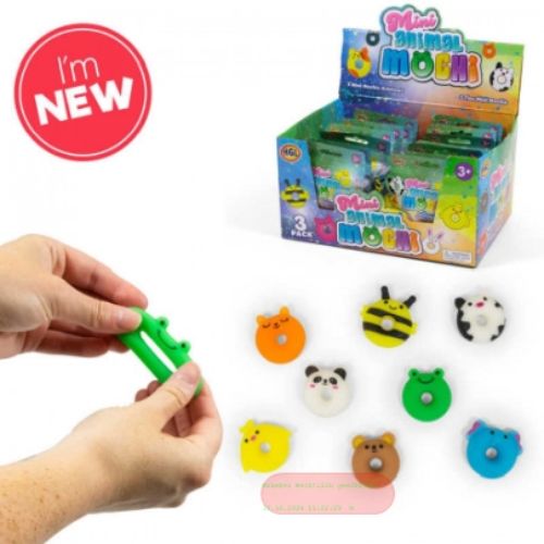 Bild von 3PK MINI ANIMAL MOCHI, 3er Set Tiere stretch auf Blisterkarte,ca,2cm, Display - VE 24