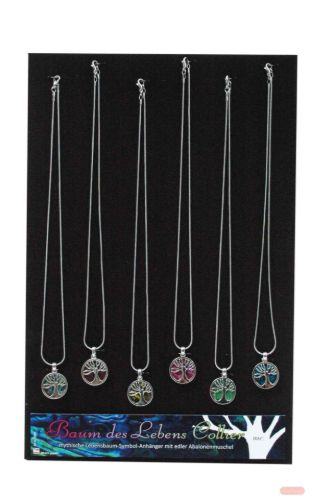 Bild von Abalone Baum des Lebens farblich gemischt, mit silbernen Schlangenkette - VE 12