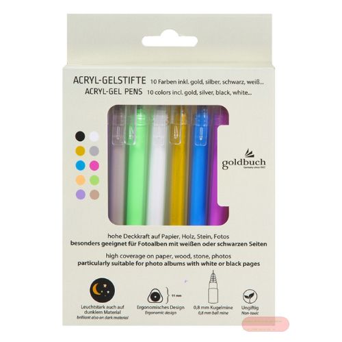Bild von Acryl-Gelstifte im Set, 10 Farben gemischt in Box - VE 6