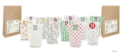 Bild von Adventskalender-Bastelset Silky x-mas, 24 Tüten 13x22/15x26cm & Sticker - VE 5 (Sets)