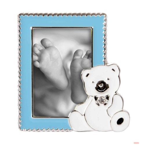 Bild von Baby-Bilderrahmen aus Metall, 5x8cm, Sweet Bear blau - VE 3