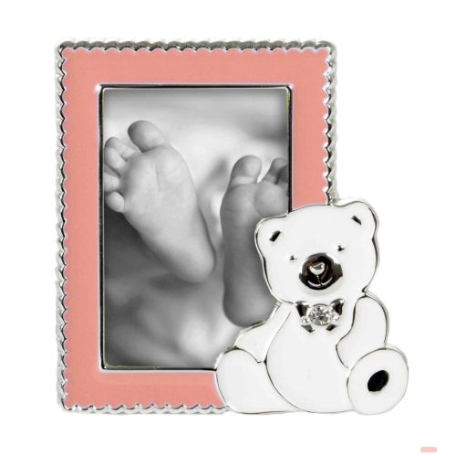 Bild von Baby-Bilderrahmen aus Metall, 5x8cm, Sweet Bear rosa - VE 3