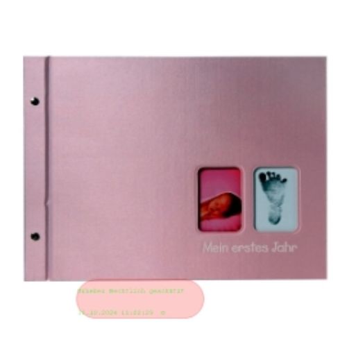 Bild von Baby-Schraubalbum "First Steps" 39x31cm, 2 S.illustriert, p.partout, rosa, in Geschenkbox