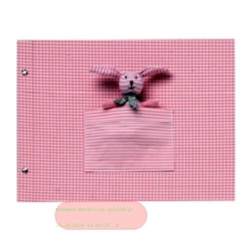 Bild von Baby-Schraubalbum Hase 39x31cm, 2 S.illustriert, rosa, Stoff/Applikation, in Geschenkbox