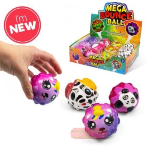 Bild von ANIMAL MEGA BOUNCE BALL, Springball Tiere mehrfach gemischt, ca.7cm, Display - VE 12