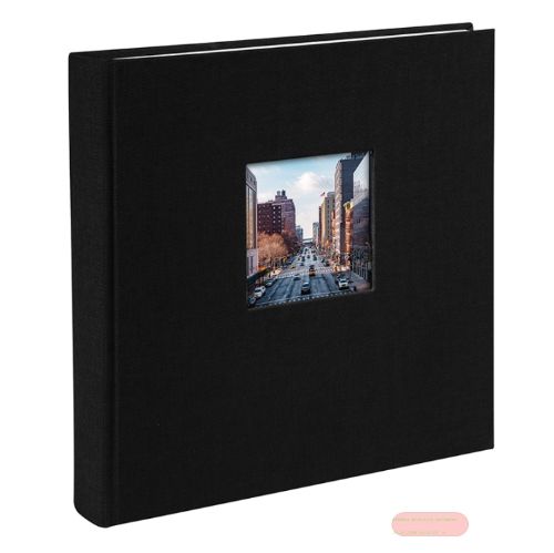 Bild von Aktions-Fotoalben 60 S.weiss, 25x25cm, p.-partout, Leinen, Bella Vista schwarz - VE 2