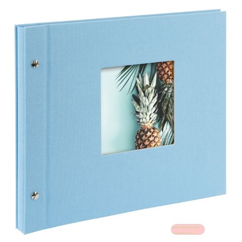 Bild von Aktions-Schraubalben 30x25cm, 40 S.schwarz, p.p., Leinen, Bella Vista himmelblau