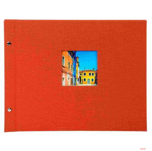 Bild von Aktions-Schraubalben 40 S.schwarz, 30x25cm, Leinen uni, p.p.,B.Vista, golden orange