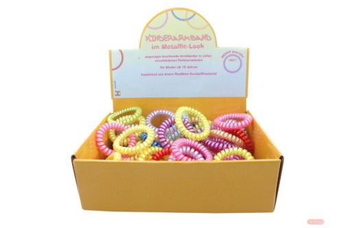 Bild von Armbänder aus Kunststoff im buntem Metallic Look, farblich gemischt, im Display - VE 100