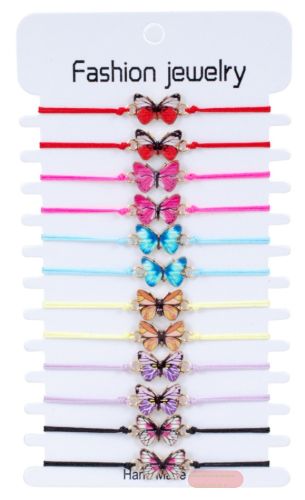 Bild von Armbänder bunte Schmetterlinge, mehrfach gemischt , auf Karte - VE 12