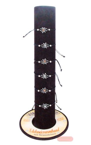 Bild von Armbänder mit Edelweiss mit Strasssteinen, farblich 2-fach gemischt, mit Display - VE 24