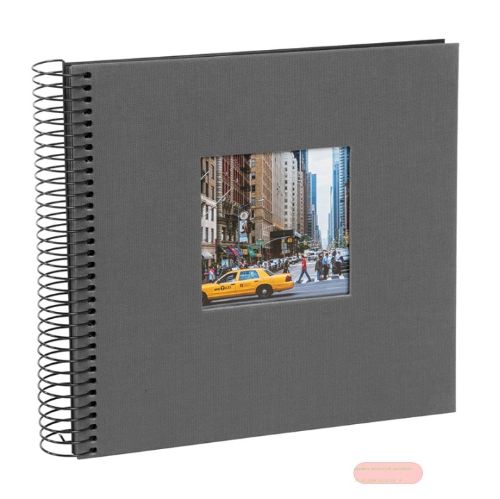 Bild von Aktions-Spiralalben 20x20cm, 40 S.schwarz, p.p., Leinen uni, Bella Vista grau - VE 2