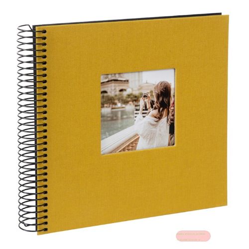 Bild von Aktions-Spiralalben 20x20cm, 40 S.schwarz, p.p., Leinen uni, Bella Vista senf - VE 2
