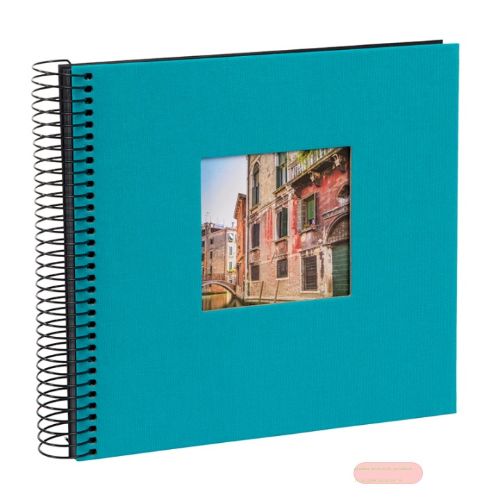 Bild von Aktions-Spiralalben 20x20cm, 40 S.schwarz, p.p., Leinen uni, Bella Vista türkis - VE 2