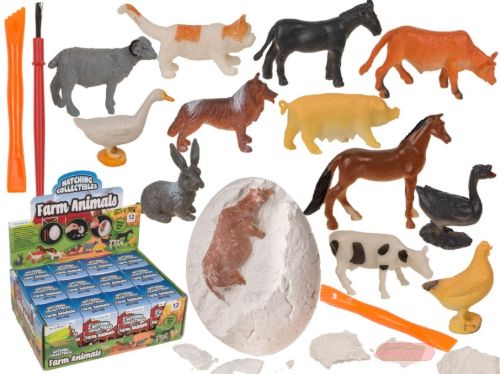 Bild von Ausgrabungsset Figuren Farmtiere, ca.7x5cm, Einzelverpackung, Display - VE 12