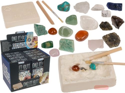 Bild von Ausgrabungsset mit 5 Edelsteinen, ca.3x12,5cm, Einzelverpackung, Display - VE 8
