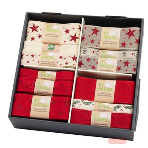 Bild von Band Baumwolle gewebt, Strängchen diverse Grössen/Qualitäten, By Nature natur-rot - VE 59