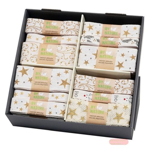 Bild von Band Baumwolle gewebt, Strängchen diverse Grössen/Qualitäten, By Nature weiss-gold - VE 59