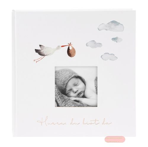 Bild von Babyalbum 4 S.illustriert, 60 S.weiss, 30x31cm, Hurra - Du bist da