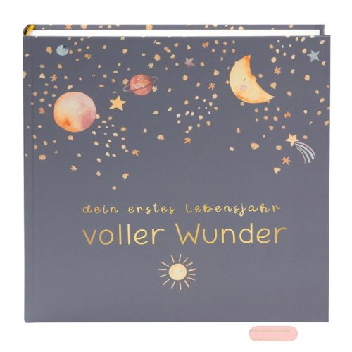 Bild von Babyalbum 60 S.weiss, 25x25cm, voller Wunder - Weltraum blau