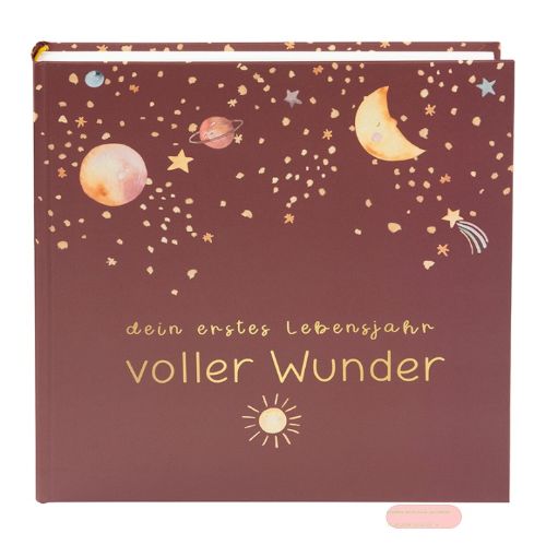 Bild von Babyalbum 60 S.weiss, 25x25cm, voller Wunder - Weltraum Terracotta