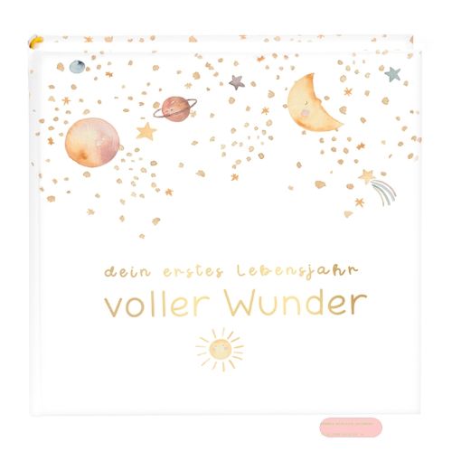 Bild von Babyalbum 60 S.weiss, 25x25cm, voller Wunder - Weltraum weiss