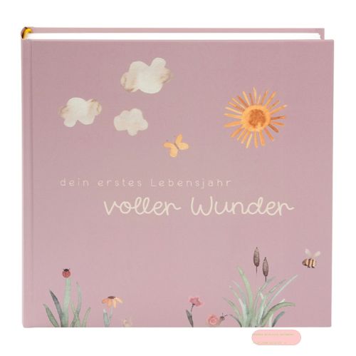 Bild von Babyalbum 60 S.weiss, 25x25cm, voller Wunder - Wiese altrosa