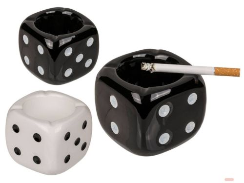 Bild von Aschenbecher Würfel, Keramik, schwarz/weiss gemischt, 8x7.5cm - VE 12