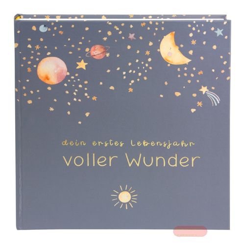 Bild von Babyalbum 4 S.illu., inkl. 6 farb. illu.Blättern, 60 S.weiss, 30x31cm, Weltraum blau