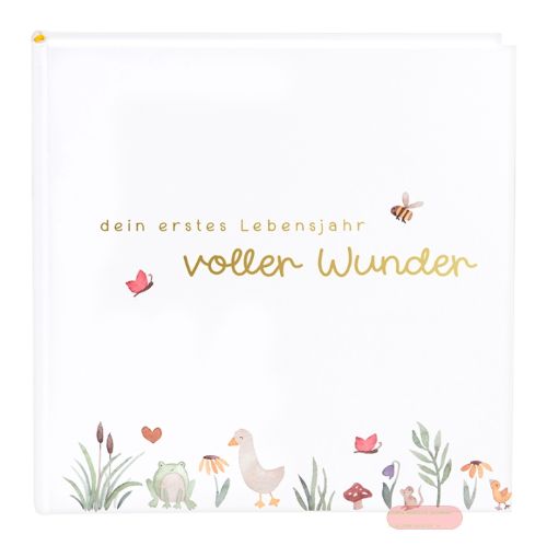 Bild von Babyalbum 4 S.illu., inkl. 6 farb. illu.Blättern, 60 S.weiss, 30x31cm, Wiese weiss