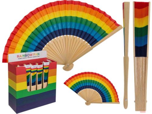 Bild von Bambus-Fächer Regenbogen, ca.21cm, im Display - VE 24