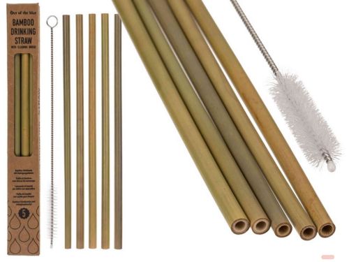Bild von Bambus-Trinkhalme, ca.19cm, 5 Stk. pro Pack, mit Bürste, Box - VE 12