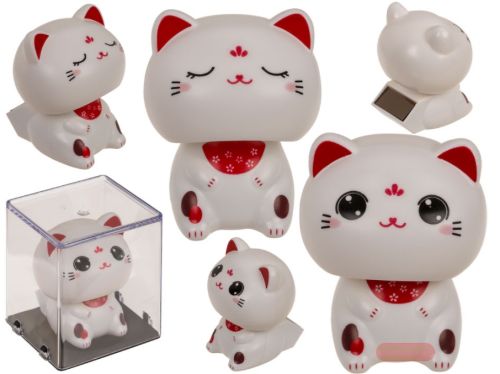 Bild von Bewegliche Kunststoff-Figur Glückswinkekatze 2-fach ass., ca.5,5cm, mit Solarzelle - VE 6