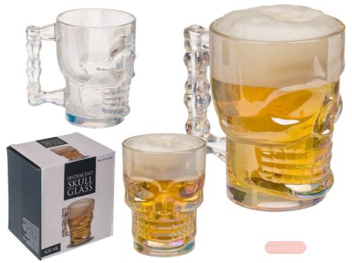 Bild von Bierglas Skull ca.0,5l, ca.9x7x13cm, in Box - VE 3