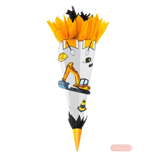 Bild von Bastelschultüten-Set aus Wellpappe, 70cm, 6 eckig, Bagger - VE 3