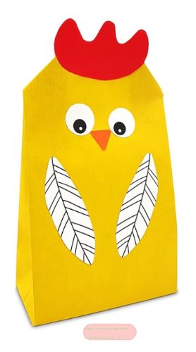 Bild von Bastelset Kraftpapier Tüten 12x21x6cm, 2er Set mit Stickerbogen Poulette - VE 15 (Sets)