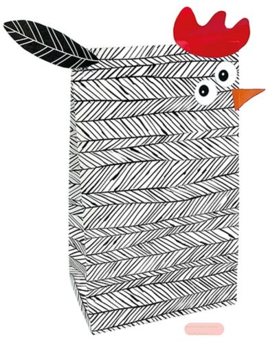 Bild von Bastelset Kraftpapier Tüten 16x26x8cm, 2er Set mit Stickerbogen, Huhn sw/w - VE 15 (Sets)
