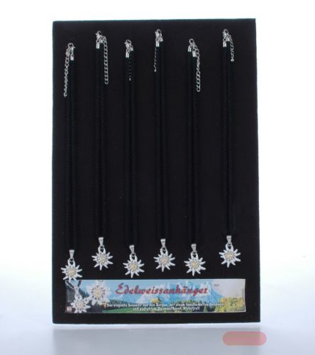 Bild von Bemalte Edelweiss-Anhänger, 42cm Baumwollkette gedreht, mit Disyplay - VE 12