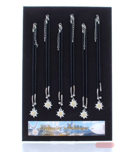 Bild von Bemalte Edelweiss-Anhänger, mit Baumwollband, mit Display - VE 24