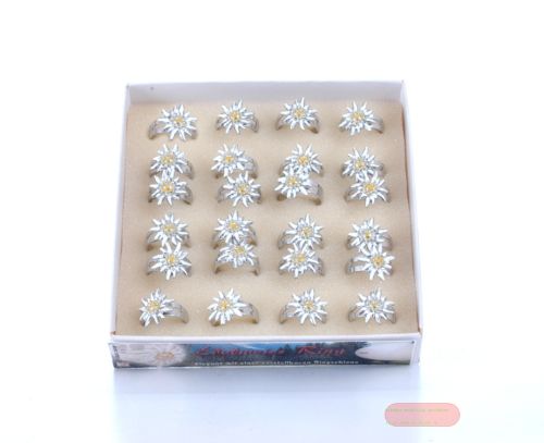 Bild von Bemalte Edelweiss-Ringe für Frauen, Disyplay - VE 24