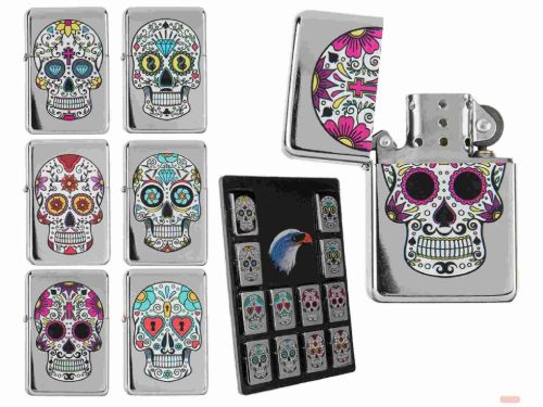 Bild von Benzin-Feuerzeug Coloured Skull, 6-fach ass., 2 x Displays - VE 24
