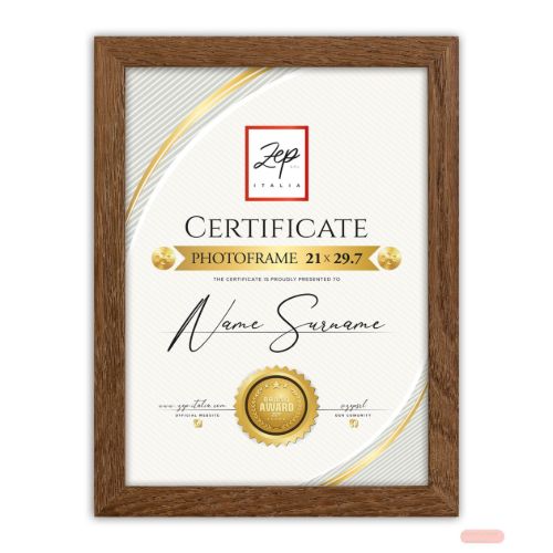 Bild von Bilderrahmen Certificate Brown aus Holz 21x29,7cm, V4721N - VE 2