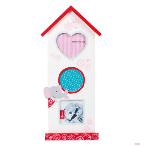 Bild von Bilderrahmen Haus aus Holz, ca.37x15cm, für 3 Fotos 6,5x6,5cm, Ele Bele - VE 3