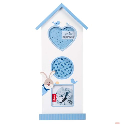 Bild von Bilderrahmen Haus aus Holz, ca.37x15cm, für 3 Fotos 6,5x6,5cm, Semmelbunny - VE 2