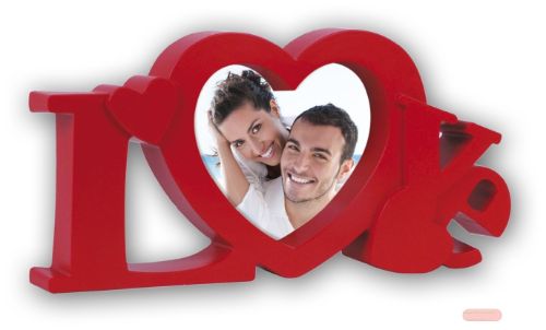 Bild von Bilderrahmen Herz Marbella red, 22x12cm, Kunststoff, 10x10cm, Z23R - VE 3