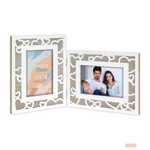 Bild von Bilderrahmen Holz Sofia 2Q Fotos 2 x 10x15cm, Herzen, DX452