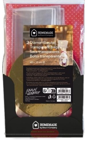 Bild von DIAMOND,  Klarsichtbeutel 40x12 cm, Bodenkarton rund ass. & Band (2er-Set) - VE 25 (Sets)