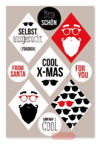 Bild von COOL X-MAS, Stickers Rauten 3,9x5cm & rund 2,2cm (36er-Pack) - VE 12 (Pack)