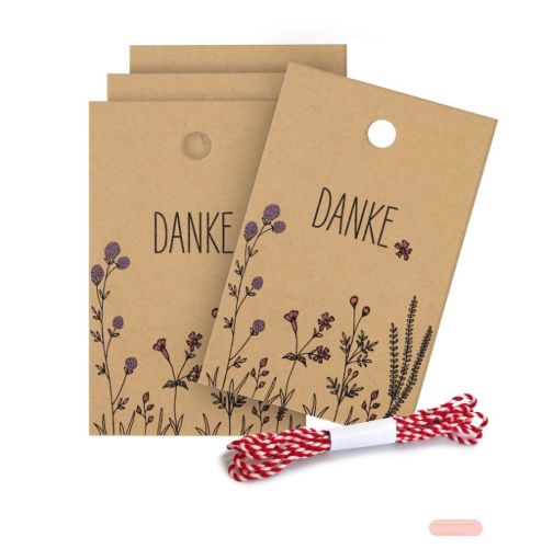 Bild von DANKE, Anhängerset, 4er Set, 8,5x5,5cm & 1,1m Kordel - VE 10 (Sets)