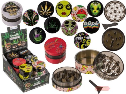 Bild von Canabis-Mühle ca.5,5cm, mehrfach gemischt im Display - VE 12